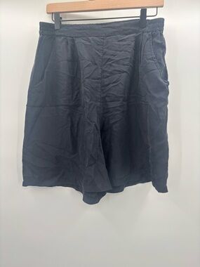 100% Silk Pull On Shorts with Elastic Waist by Stunt in Black Size Large